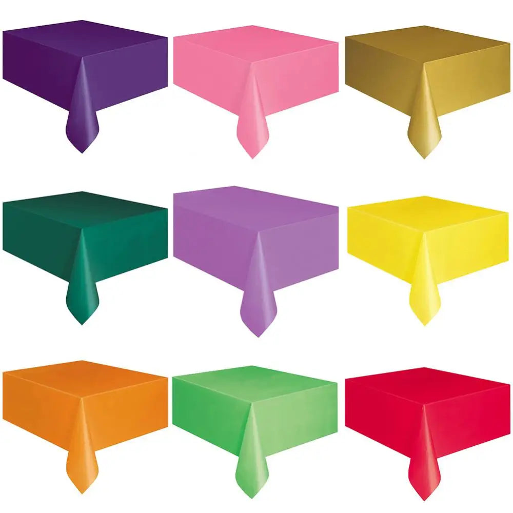 Disposable Plastic Party Wedding Tablecloth Set Catering Meal Tableware Table Cloth Rectangular Solid Color Table Cover Decor