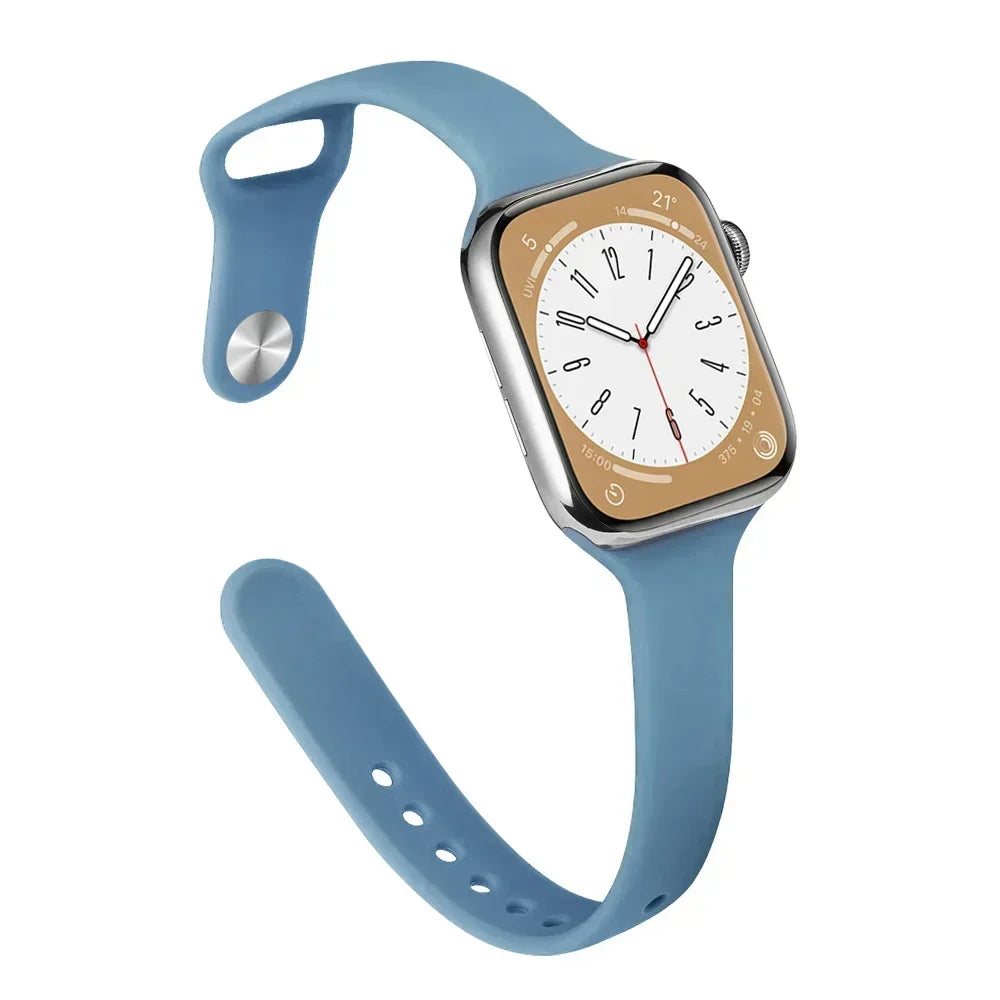 Slim Silicone Strap For Apple Watch Band 45mm 44mm 40mm 41mm 42-38mm sport bracelet iwatch series 8 7 se 3 4 5 6 9 ultra 2 49mm