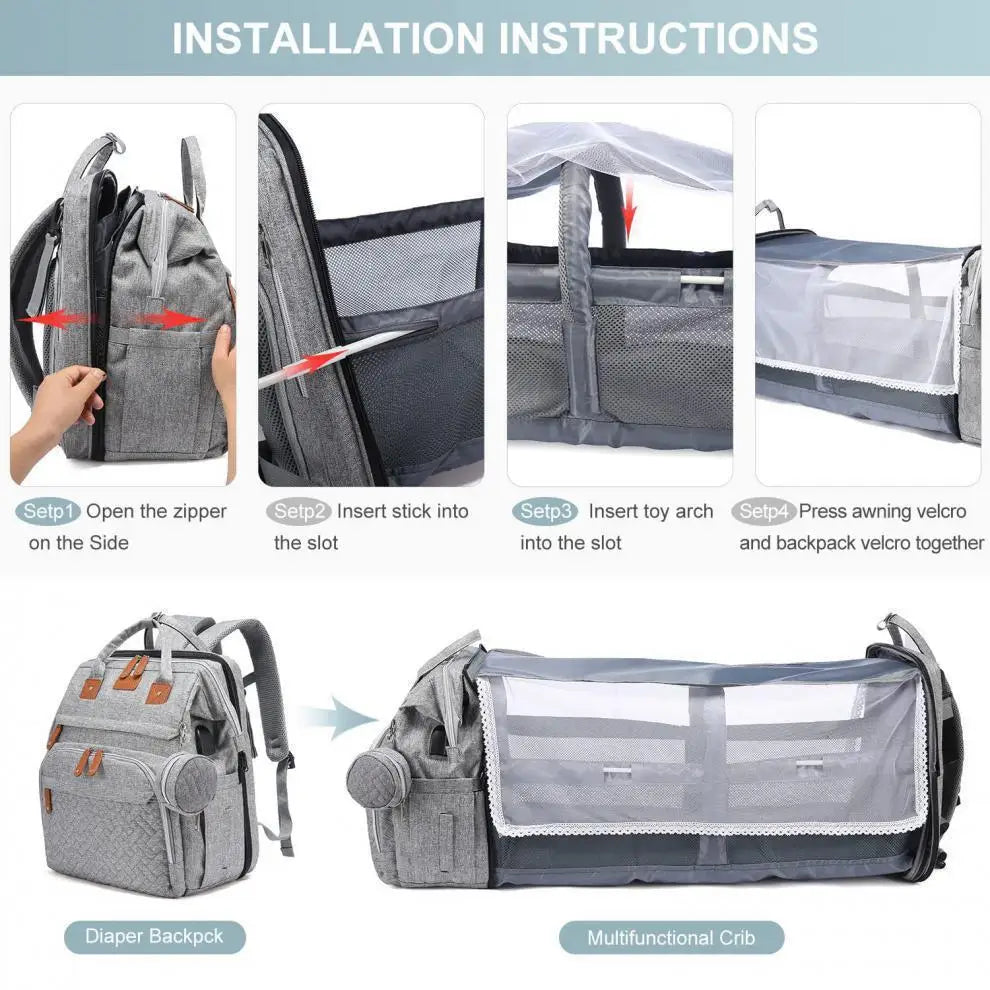 TOP Shoulder Bed Mosquito Proof Mommy Cart Large Capacity Mother And Baby Bag Gift Toys Women Backpack Mother And Baby  Backpack