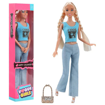 11-Inch Miniso Anime Barbie Series Doll Fashion Travel Striped Shirt Jeans Hat Toy Girls Play House Interactive Toys Kid Gift