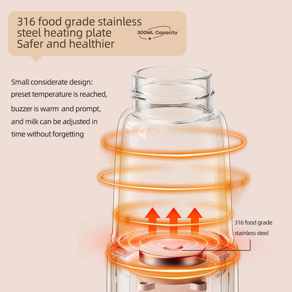 Upgrade Portable USB Milk Water Warmer for Baby 300ml Capacity Rapid Heating Built-in Battery Wireless Instant Water Warmer