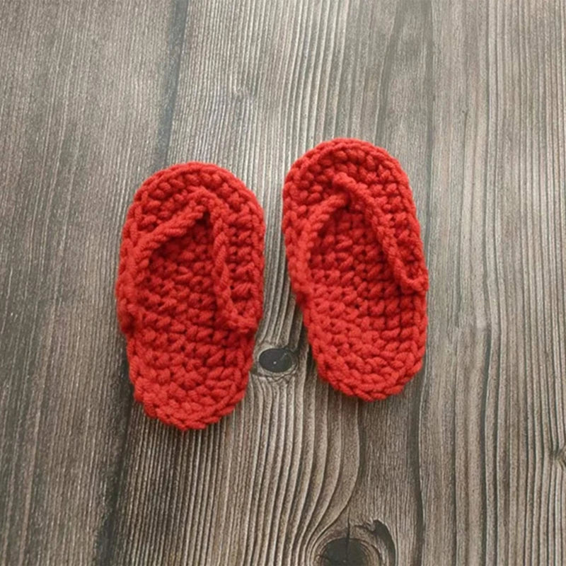 Newborn Photography Prop Accessories 1 Pair Baby Knitted Slippers Mini Handmade Crochet Shoes Boys Girls Fotografia Flip-flops