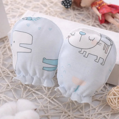5 Pairs Anti-Scratch Gloves For Babies Cotton Cute Newborn Mittens 0-3 Months Baby Boy Girl Accessories