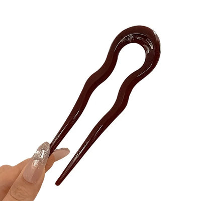 New U-Shaped Hair Fork Women Fashion Tortoiseshell Acetate Hairpin Geometric Design Headwear Hair Sticks Girl Hair Accessories