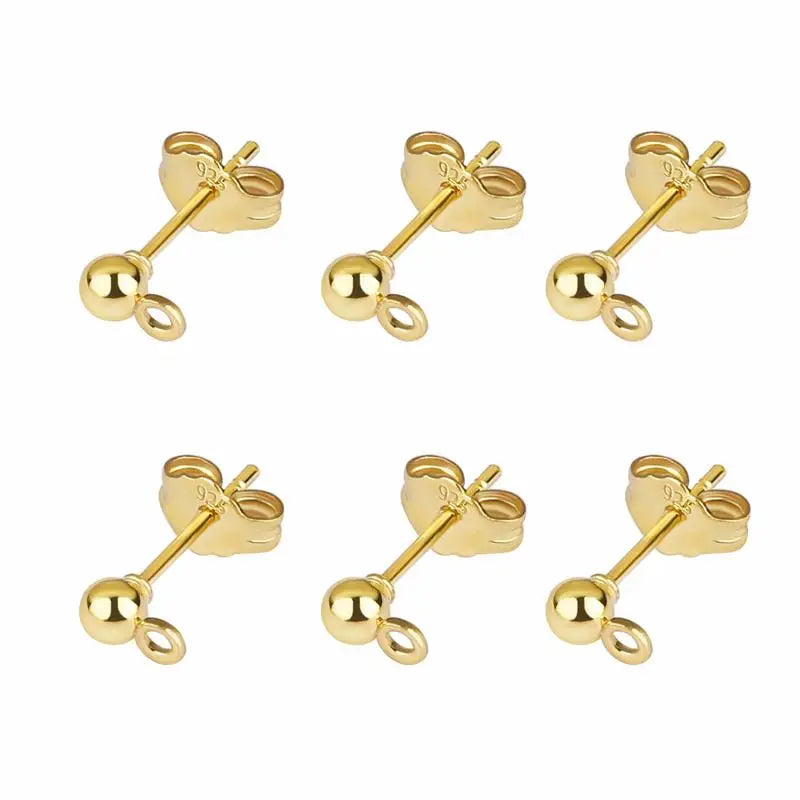 50pcs/lot 925 Silver Plated Blank Post Earring Studs Base Pin With Earring Plug Findings Ear Back DIY Jewelry Making Accessories