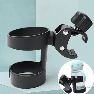 67JC UNIVERSAL STROLLER CUP HOLDER – 360° ROTATING BOTTLE HOLDER FOR WHEELCHAIR, BIKE, WALKER & STROLLER – EASY INSTALLATION, CHILD-SAFE DESIGN
