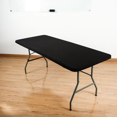 4/5/6/8ft Stretch Spandex Tablecloth White Elastic Fitted Picnic Table Covers Folding Table Cover Rectangle Wedding Table Cloth