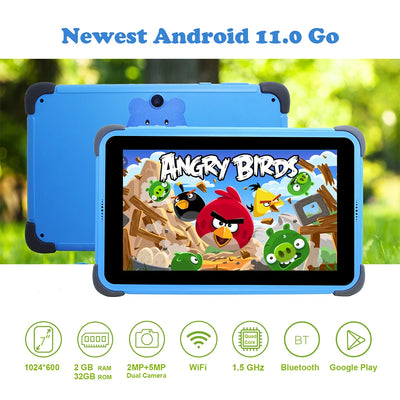 Used Tablets 7'' Android Children Tablet  2GB 32GB 4-Core Tablet for Kids 1024x600 IPS Dual Wifi 5G 3000mAh NO Tab Holder