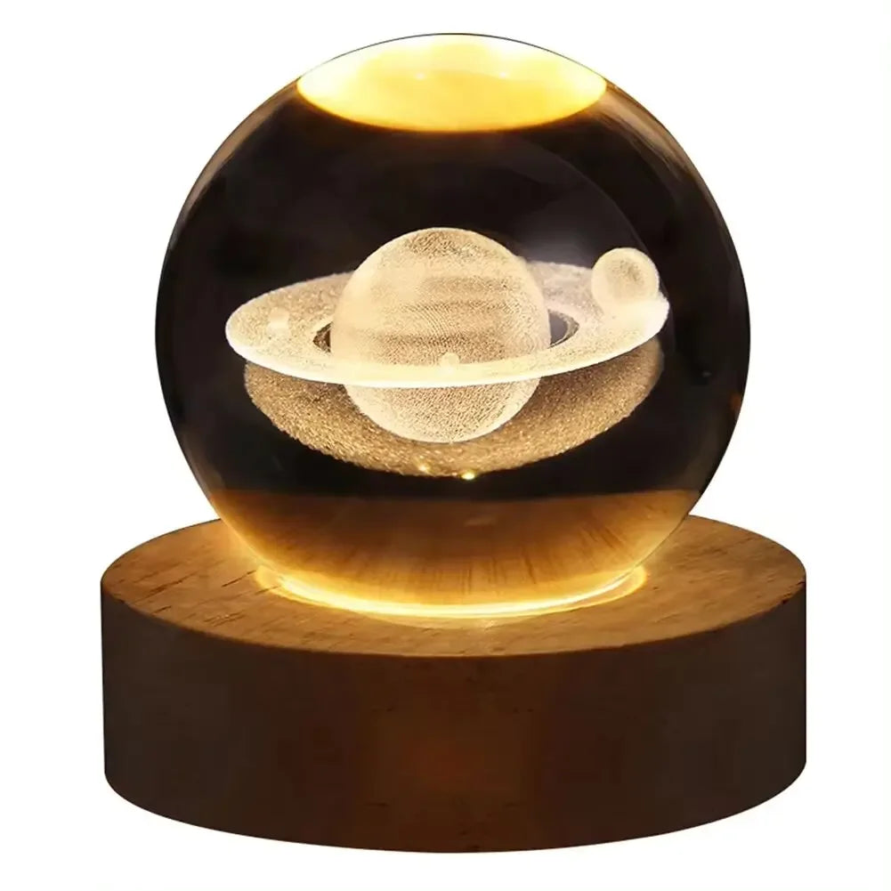 6cm 3D LED Crystal Ball Toys Table Lamp 3D Moon Planet Galaxy Decor Party Educational Toys for Kids Adult Birthday Xmas Gifts