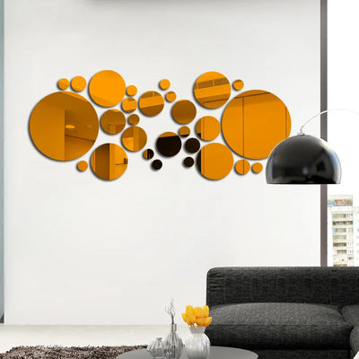 32pcs Modern Acrylic Mirror Wall Stickers 3D Home Decor DIY Art Ornaments Wall Sticker Living Room Bathroom Bedroom Decoration