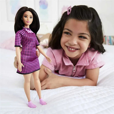 Original Barbie Doll Fashionistas Doll #188 in Purple Dress Dolls for Girls Toy for Kids Genuine Brand Birthday Christmas Gift