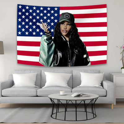 90x150cm SZA SOS Meme Album Tapestry Wall Hanging Modern Music Art banner Vintage Blanket Tapestries Aesthetic Room Decor