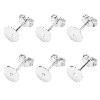 50pcs/lot 925 Silver Plated Blank Post Earring Studs Base Pin With Earring Plug Findings Ear Back DIY Jewelry Making Accessories