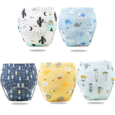 5PC Baby Diaper Potty Training Pants Waterproof Washable Cotton Cleanliness Learning Panties Breathable Cloth