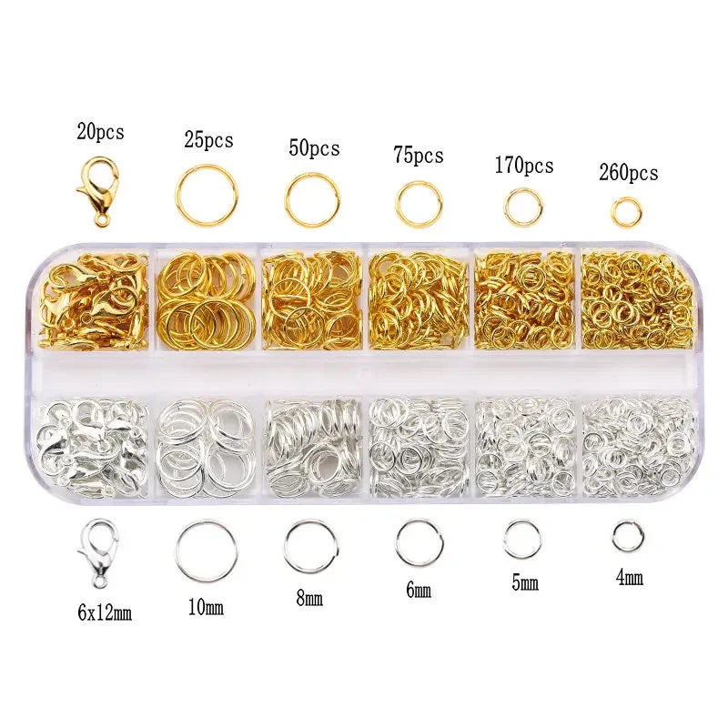 Zinc Alloy Open Jump Rings Lobster Clasps for DIY Bracelet Necklace Chain Accessories Making Supplies Jewelry Findings Kits