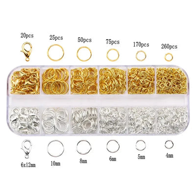 Zinc Alloy Open Jump Rings Lobster Clasps for DIY Bracelet Necklace Chain Accessories Making Supplies Jewelry Findings Kits