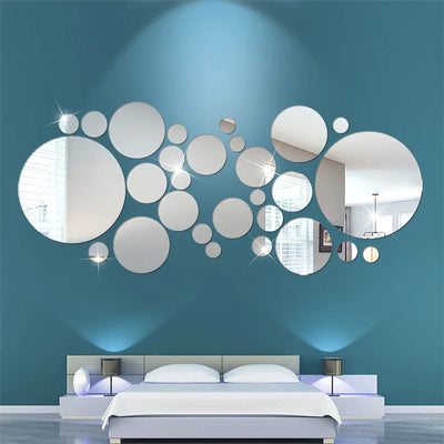 32pcs Modern Acrylic Mirror Wall Stickers 3D Home Decor DIY Art Ornaments Wall Sticker Living Room Bathroom Bedroom Decoration