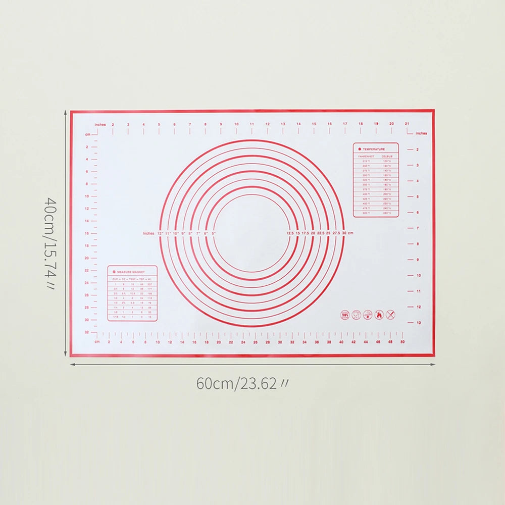 Silicone Baking Mat with Measurement Non Stick Non Slip Dough Rolling Fondant Pastry Mat Pie Crust Pizza Cookies Baking Tools