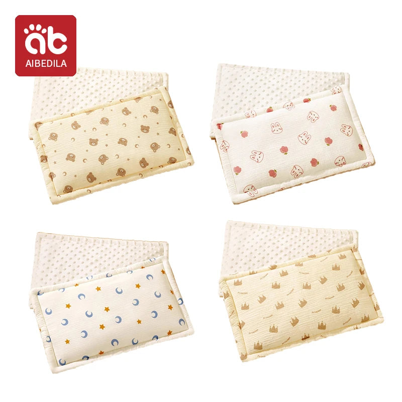 AIBEDILA 25x40cm Cotton Children's Pillowcase Cartoon Style Kindergarten Special Pillowcase Soft Breathable Baby Pillowcase