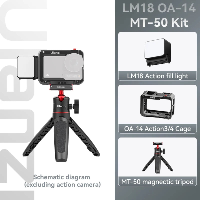 Ulanzi LM18 IPX5 Waterproof Underwater Led Video Fill Light 5600K for DJI Osmo Action 5/4/3 & Pocket 3 Action Camera Accessories