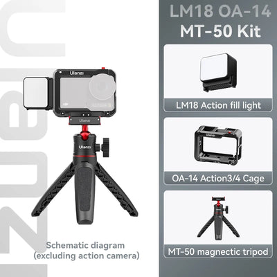 Ulanzi LM18 IPX5 Waterproof Underwater Led Video Fill Light 5600K for DJI Osmo Action 5/4/3 & Pocket 3 Action Camera Accessories