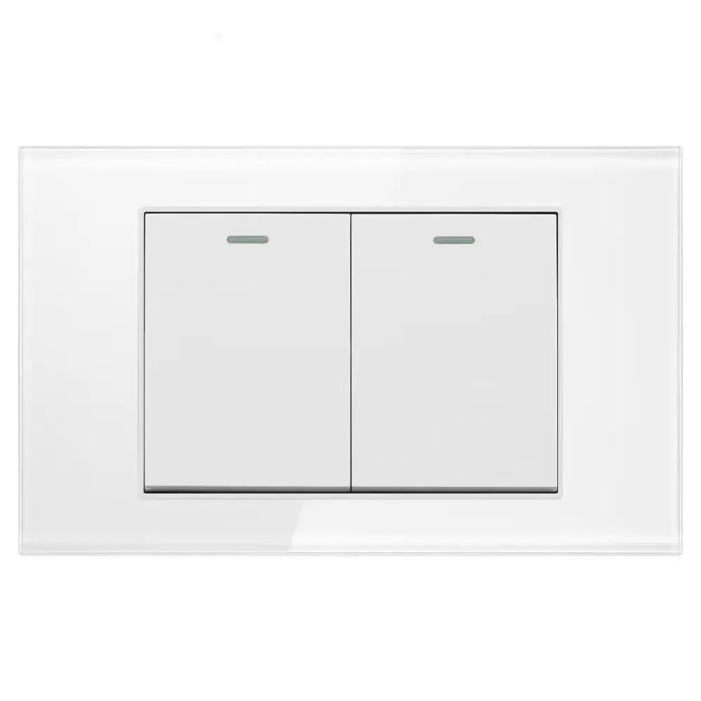 Shawader Electric Power Wall Switch Brazil US Mexico Glass Panel 118 Jack Three Position Outlet Home Office Kitchen 1/2/3/4Gang