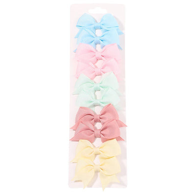 10Pcs/Set New Solid Ribbon Bowknot Hair Clips For Baby Girls Handmade Cute Bows Hairpin Barrettes Headwear Kids Hair Accessories