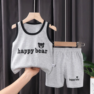 2PCS CHILDREN'S CLOTHING VEST SUIT SUMMER COTTON T-SHIRTS SHORTS BOYS GIRLS SLEEVELESS KIDS CLOTHES FOR BABY