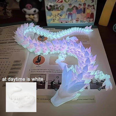 3D Printed Gem Dragon Glow in The Dark Rotatable Articulated Dragons Crystal Figures Action Toy Desktop Ornament Birthday Gifts