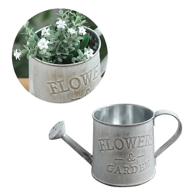 Creative Flower Vase Can Rustic Iron Metal Jug Pitcher Tin Bucket Watering Can Shape Portable Pot for Home Wedding Party Decor