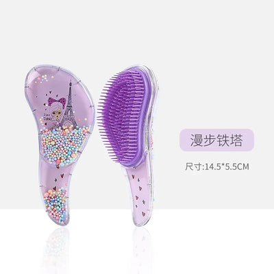 1 Pc New Cute Hair dressing Comb for Kids Anti-knot Massage Flowing Bead Hair Brush Children Girls Dress Up Makeups Toy Gifts