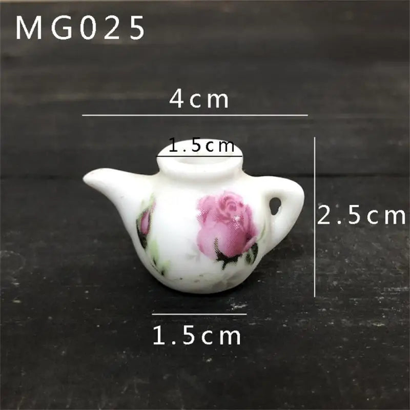 Mini Rose Ceramic Vase Handicraft Collection Miniature Model Resin Simulation Vase Desktop Mini Decor Creative Pocket Artwork