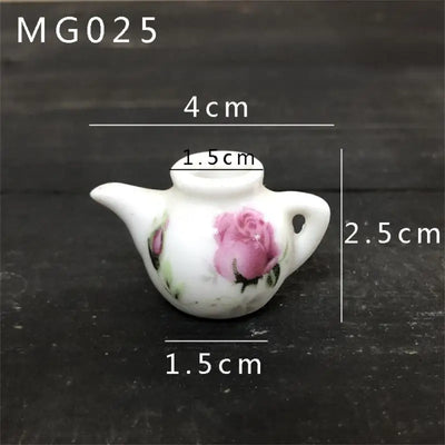 Mini Rose Ceramic Vase Handicraft Collection Miniature Model Resin Simulation Vase Desktop Mini Decor Creative Pocket Artwork