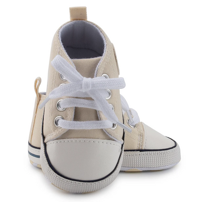CLASSIC CANVAS BABY SPORTS SHOES – GENDER-NEUTRAL FIRST WALKER WITH NON-SLIP SOFT SOLES FOR NEWBORN & TODDLER CRIB USE