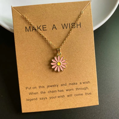 Korean Fashion Flower Pendant Necklace for Girl Women White Yellow Color Trendy Choker Necklace Gift for Summer Wholesale