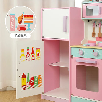 Kids Role Play Wooden Kitchen with Refrigerator Toy