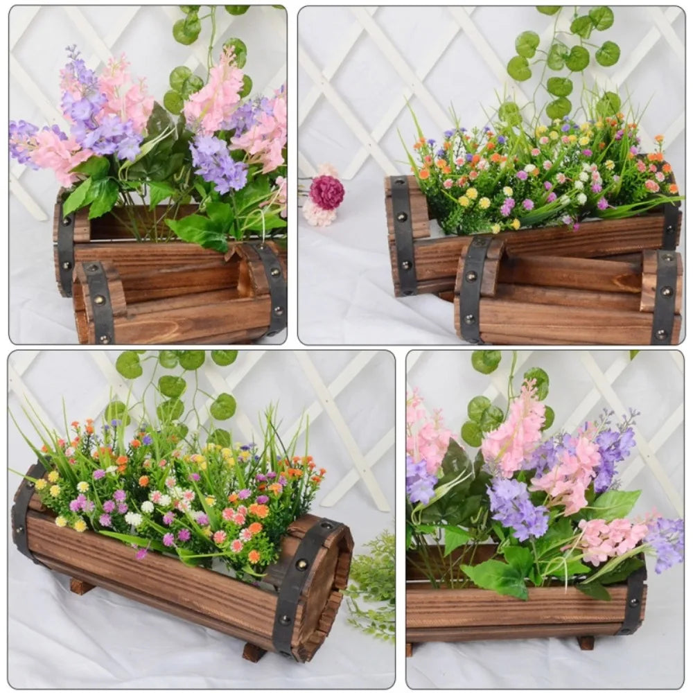 Wooden Flower Pot Outdoor Garden Decor Succulent Plant Potted Planter Succulents Pots Office Decor Flower Pot Planter