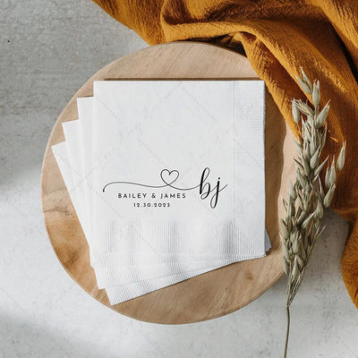 50pcs Personalized Paper Napkins for Wedding Cocktail Napkins Initials Customized Dinner Napkin Party Decor Pet Portrait Napkins
