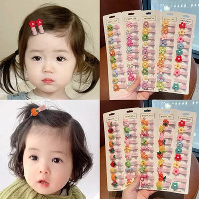 10 PCS New Baby Hairpin Fruit Bows Cartoon Hair Clips Baby Side Bangs Clip for Kawaii Girls Headdress Accessories Baby Bows
