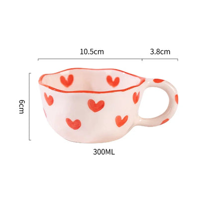 Ceramic Mug with Rabbit Handle Spoon Hand-shaped Irregular Coffee Milk Tea Cup Breakfast Oatmeal Cup Drinkware Kitchen Cup