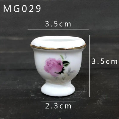Mini Rose Ceramic Vase Handicraft Collection Miniature Model Resin Simulation Vase Desktop Mini Decor Creative Pocket Artwork