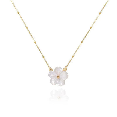 Stainless Steelss Shell Flower Pendant Necklace For Women Vintage Gold Color Heart Clavicle Chain Romantic Necklace Jewelry Gift