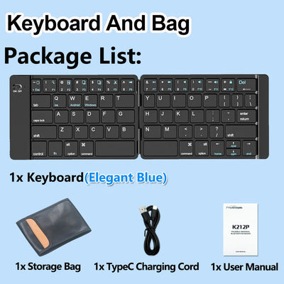 Mini Foldable Wireless Keyboard Ultra Slim Portable Bluetooth Keyboard Rechargeable Folding Keyboard for Windows Android IOS