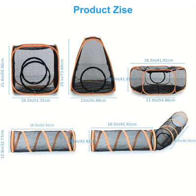 6-IN-1 PORTABLE OUTDOOR CAT ENCLOSURE TUNNEL – MESH PLAYHOUSE & PLAYPEN FOR INDOOR CATS