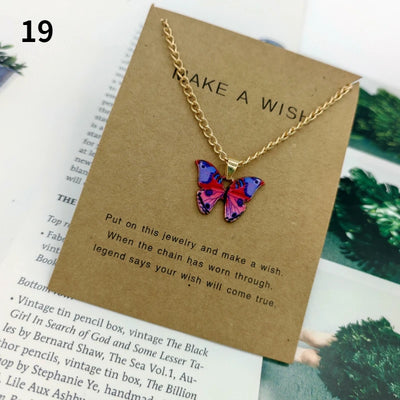 Fashion Butterfly Pendant Necklaces for Women Sweet Simple Multicolor Insect Clavicle Chain Necklace Party Jewelry Accessories