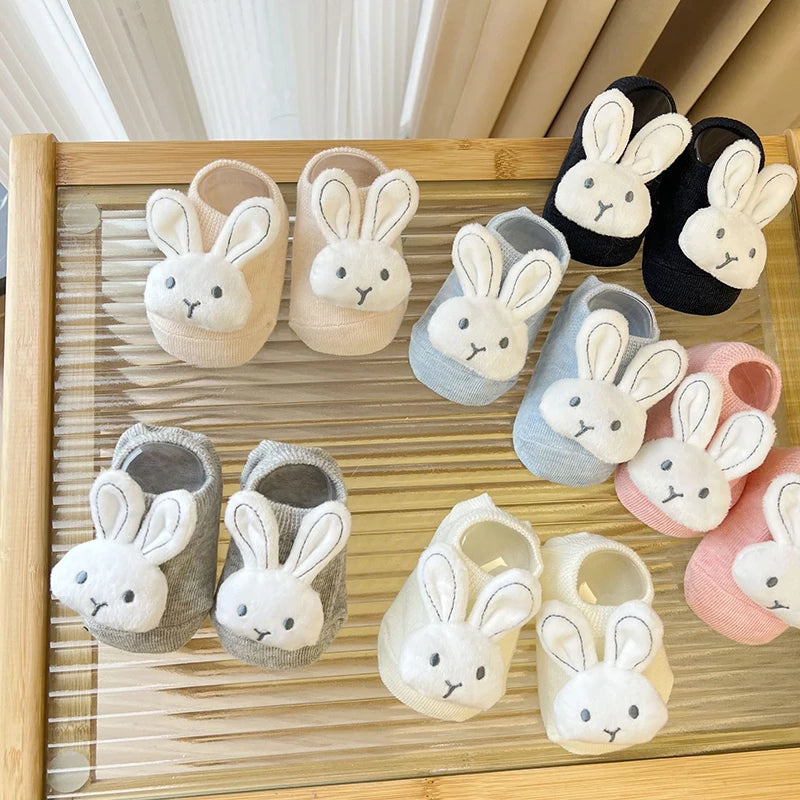 Cartoon Rabbit Baby Socks Cute Animal Doll Newborn Floor Sock Korean Solid Color Infant Toddler Boy Girls Ankle Socks