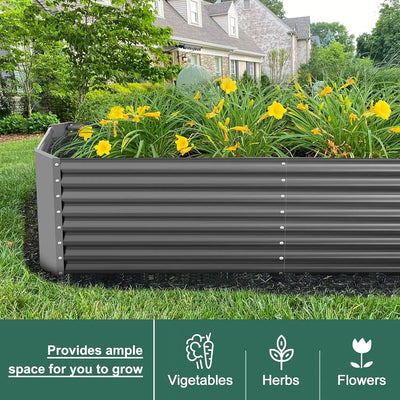 8×4×2 ft Galvanized Raised Garden Bed Kit, Galvanized Planter Raised Garden Boxes Outdoor, Large Metal Raised Garden Beds