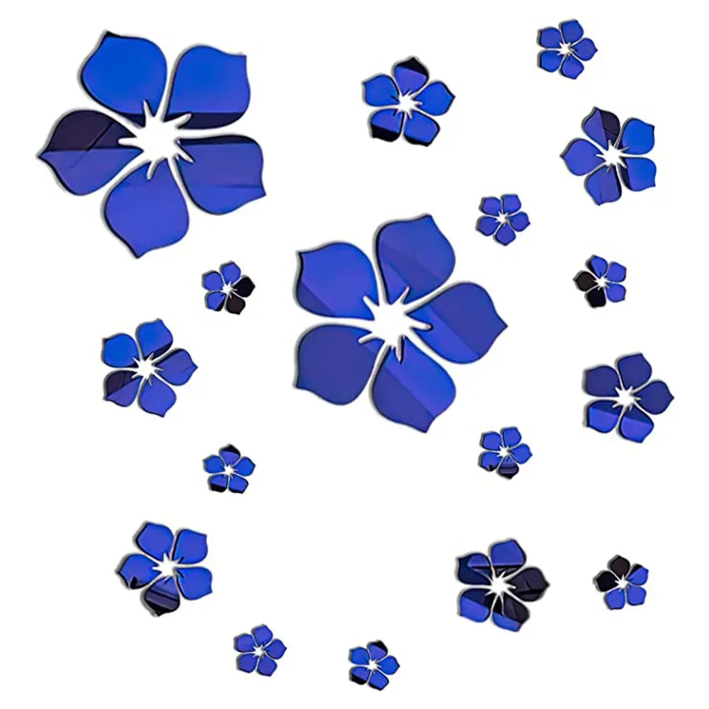18Pcs 3D Acrylic Flower Mirror Wall Stickers Self Adhesive Art Flower Sticker Decals For Home Bedroom Living Room Decor