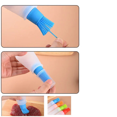 1 Pcs Portable Silicone Oil Bottle with Brush Grill Oil Brushes Liquid Oil Pastry Kitchen Baking BBQ Tool Kitchen Tools for BBQ