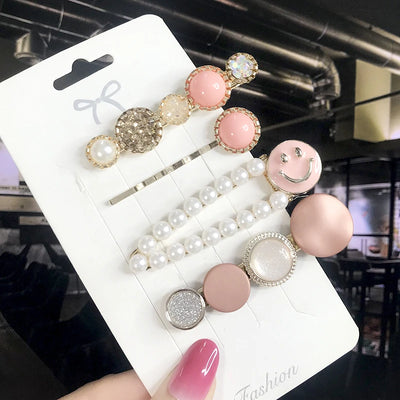 New Fashion 3/4pcs Set Pearl Hair Clip For Women Korean Hairpin Geometric Crystal Hair Barrettes Girl Hair Accessories Hairgrip